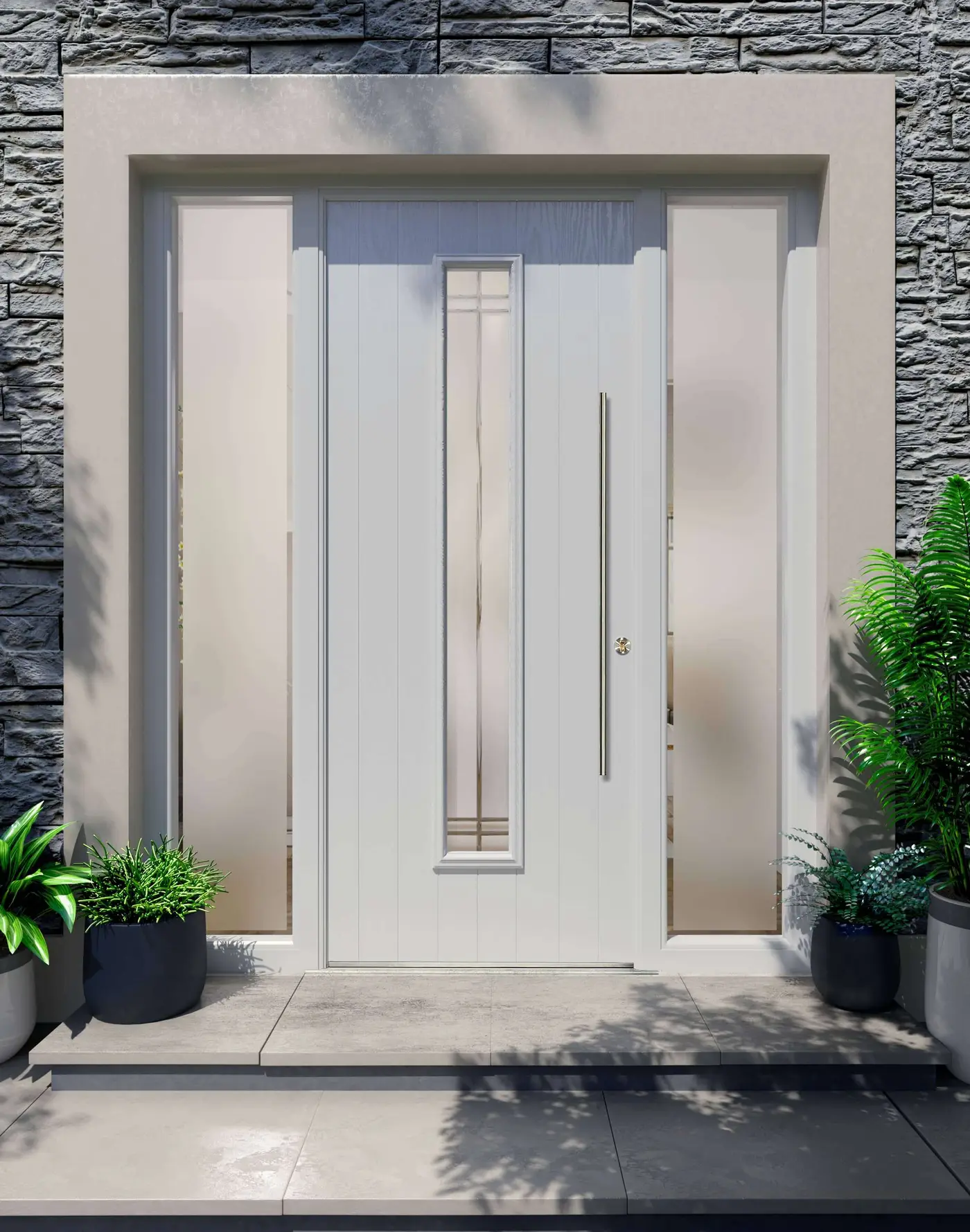 Apeer Inspiration - Contemporary Cream Front Door with Glass