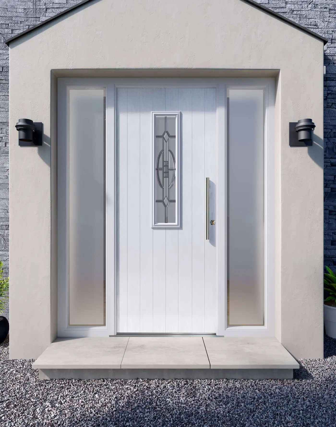Apeer Inspiration - Contemporary White Front Door with Glass