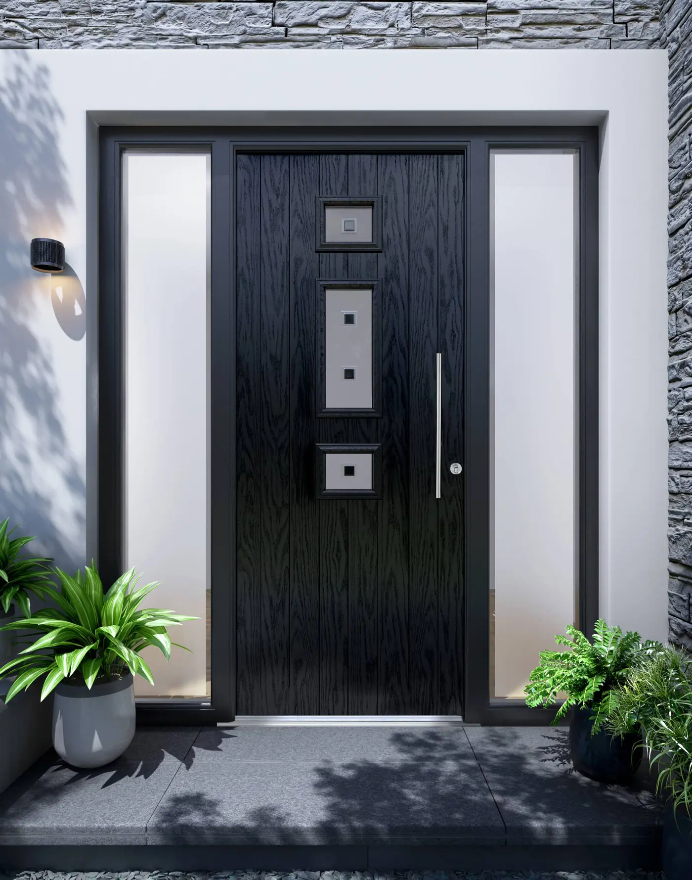 Apeer Inspiration - Contemporary Black Front Door with Glass